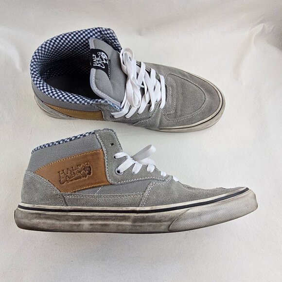Vans Half Cab Mens 11 Gray Suede Canvas Skate Shoes Checker Steve Caballero - Picture 1 of 10